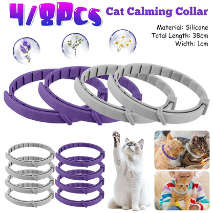 Pet Calming Collar for Cats Dogs Adjustable Anxiety Pheromone Reducing Pet Collar Lasting Natural Calm Relax Soothing Collars