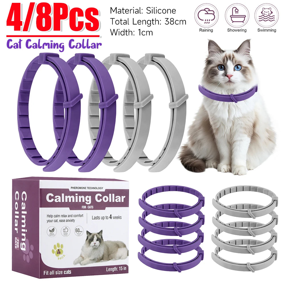 Pet Calming Collar for Cats Dogs Adjustable Anxiety Pheromone Reducing Pet Collar Lasting Natural Calm Relax Soothing Collars