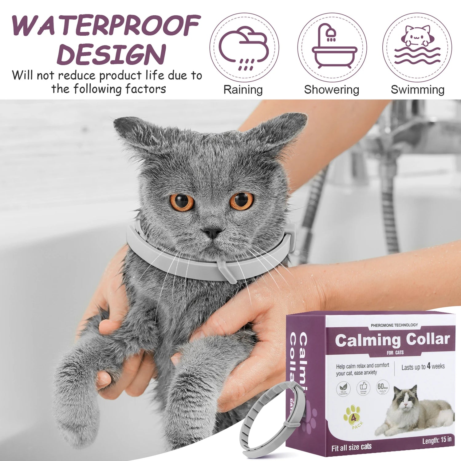 Pet Calming Collar for Cats Dogs Adjustable Anxiety Pheromone Reducing Pet Collar Lasting Natural Calm Relax Soothing Collars